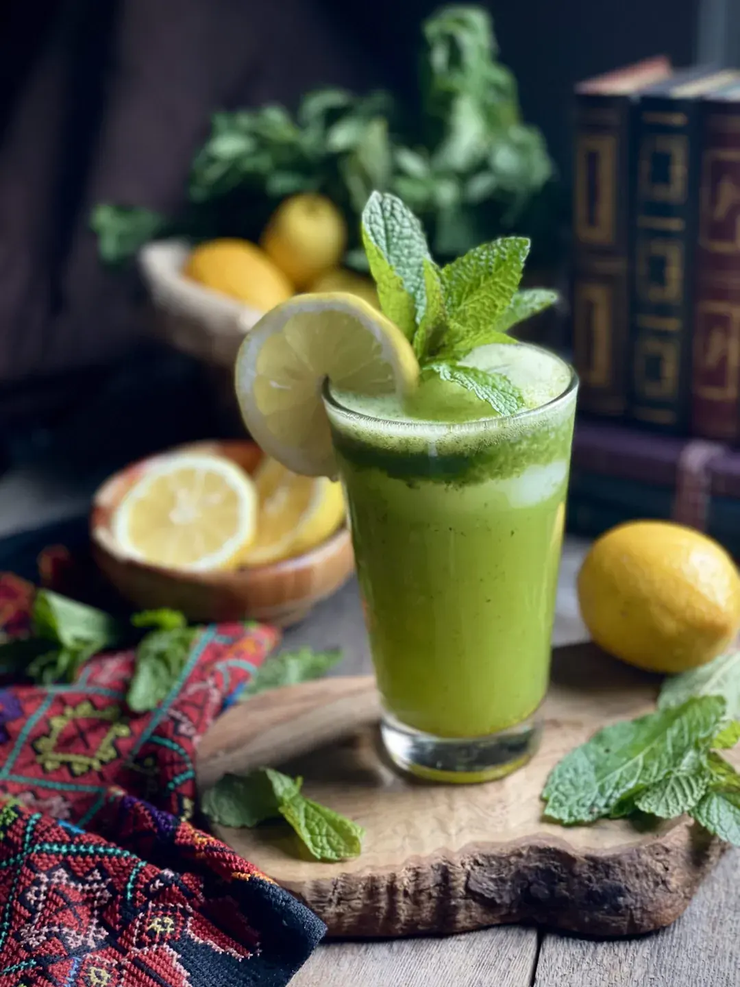 Fresh lemon mint juice served at Petra Mediterranean Restaurant in Tampa – a cooling and refreshing drink
