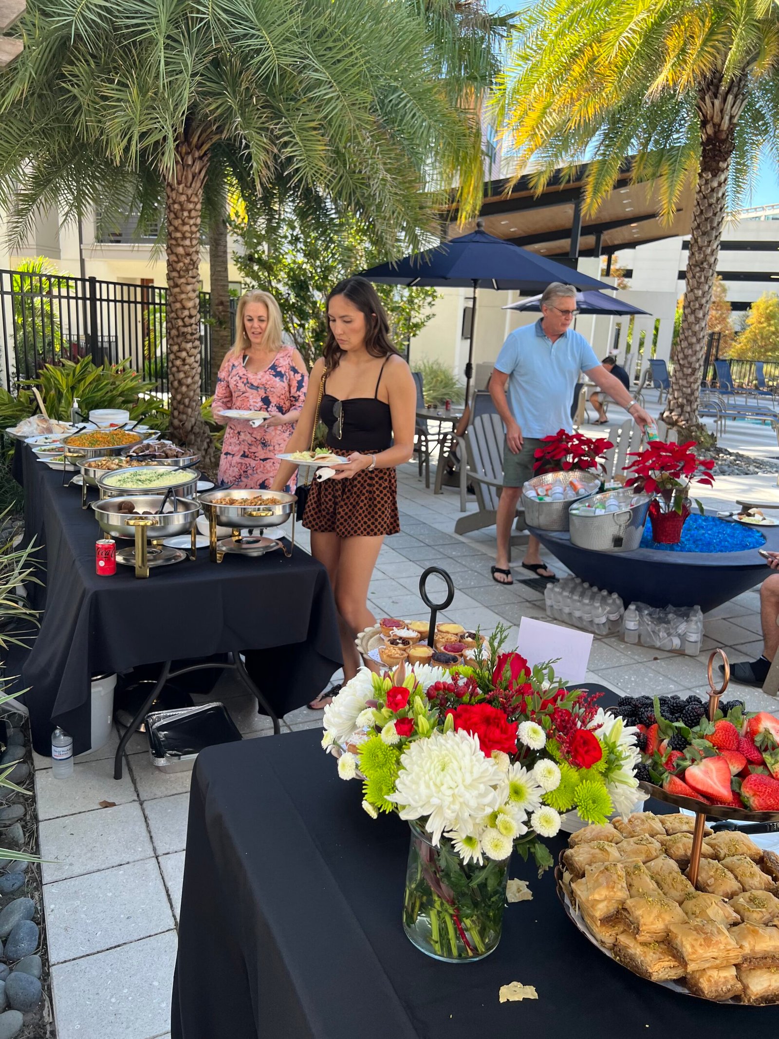 Outdoor catering setup by Petra Restaurant Tampa