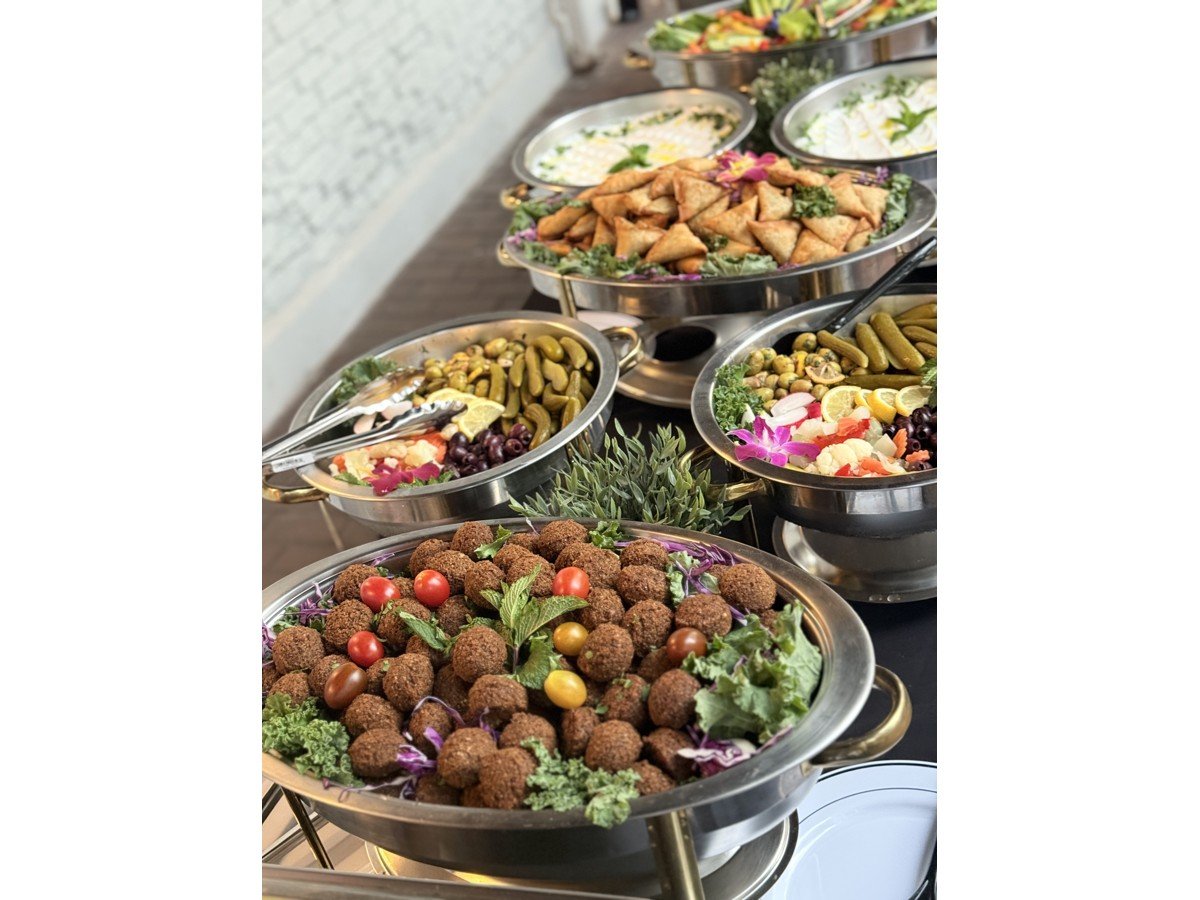 Falafel mezze catering platter at Petra Mediterranean Restaurant Kennedy Blvd Tampa FL