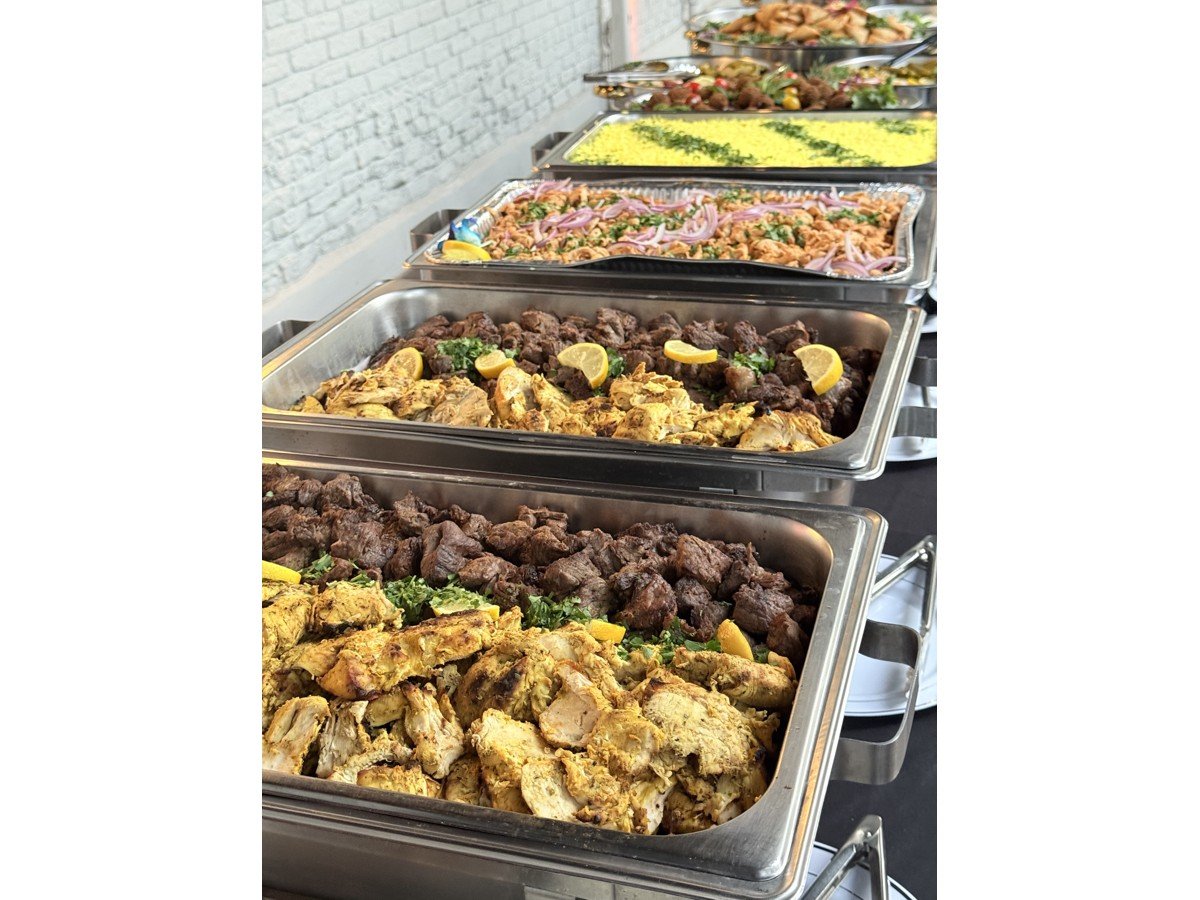 Hot Mediterranean catering buffet at Petra Kennedy Blvd