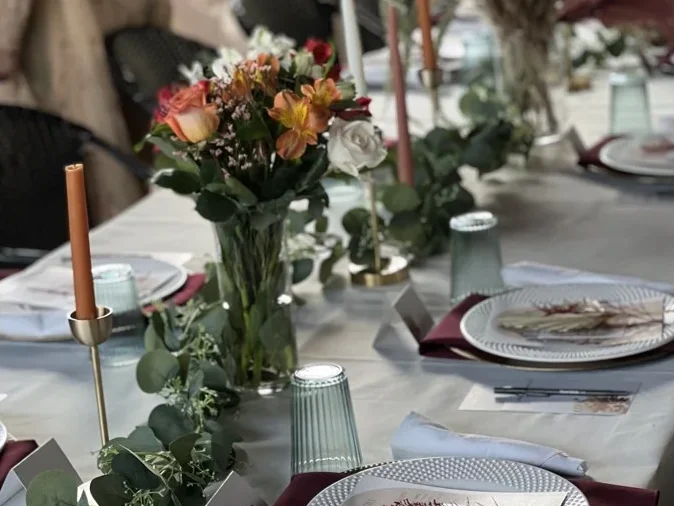 Elegant event table decor at Petra Mediterranean Restaurant Kennedy Blvd Tampa FL